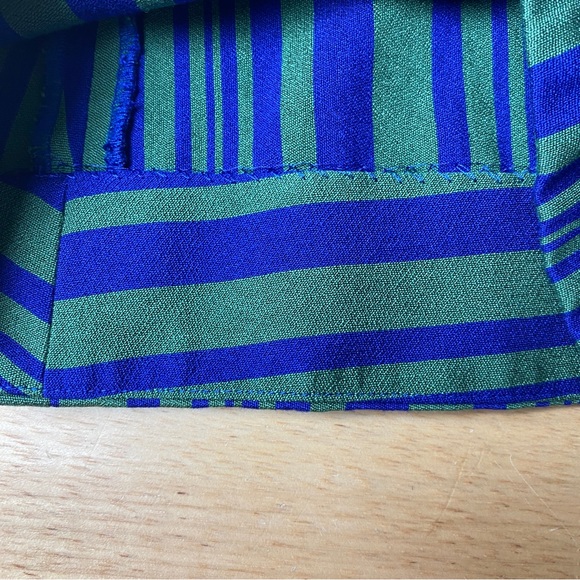 COS Blue Green Striped Sleeveless Viscose Blend A-Line Midi Dress Size 38 AU 10 - Picture 9 of 11